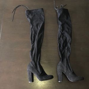 Black suede over the knee boots